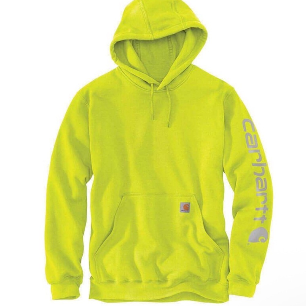 Carhartt Mens Brite Lime Loose Fit Midweight Sleeve Logo Hoodie K288 BLM Small